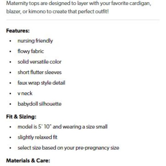 Flutter Sleeve Babydoll Nursing Friendly Maternity Top Size L - Picture 7 of 7